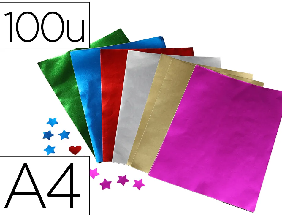 Feuille metallisee o'color a4 coloris assortis sachet 100 unites