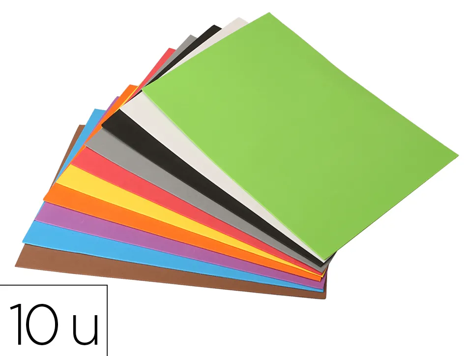 Feuille mousse o'color caoutchouc eva 30x40cm 10 coloris assortis pochette 10 unites