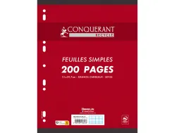 Feuilles simples conquerant 7 perforees 210x297 film 200p 90g seyes recycle