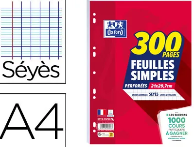 Feuilles simples oxford perfores 300 pages a4 seyes
