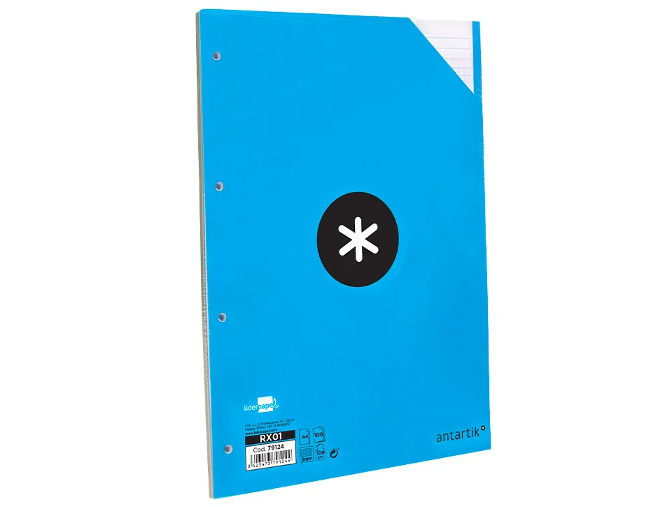 Feuillet mobile antartik a4 100 feuilles 100g quadrillage 5mm 4 trous bandes de 5 couleurs