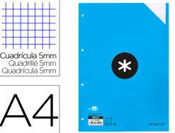 Feuillet mobile antartik a4 100 feuilles 100g quadrillage 5mm 4 trous bandes de 5 couleurs