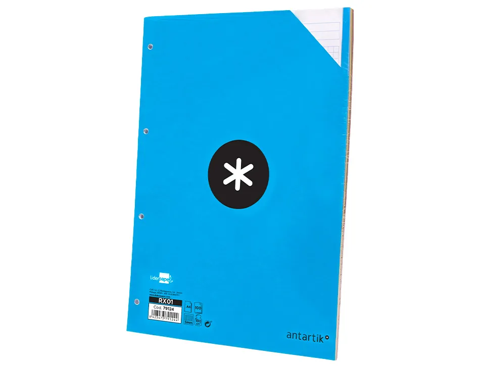 Feuillet mobile antartik a4 100 feuilles 100g quadrillage 5mm 4 trous bandes de 5 couleurs