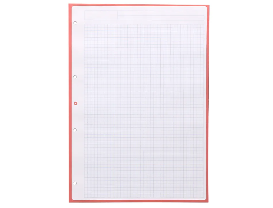 Feuillet mobile antartik a4 80feuilles 100g quadrillage 5mm 4 trous bord coloris rose