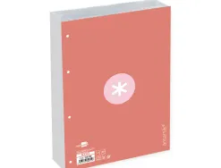 Feuillet mobile antartik a4 80feuilles 100g quadrillage 5mm 4 trous bord coloris rose