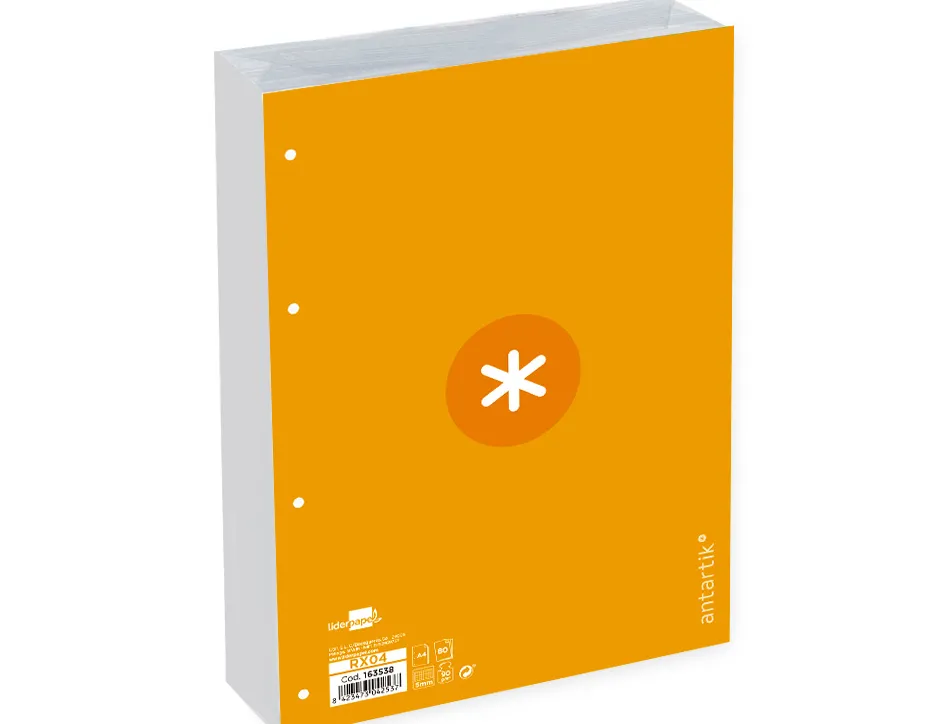 Feuillet mobile antartik a4 80feuilles 90g quadrillage 5mm 4 trous bord coloris jaune