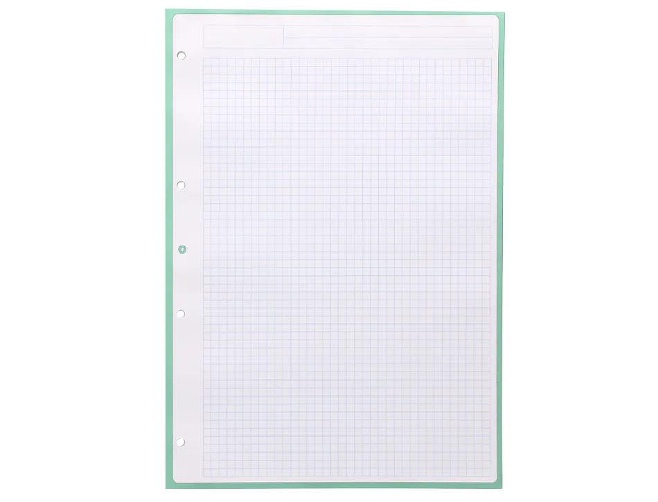 Feuillet mobile antartik a4 80feuilles 90g quadrillage 5mm 4 trous bord coloris menthe