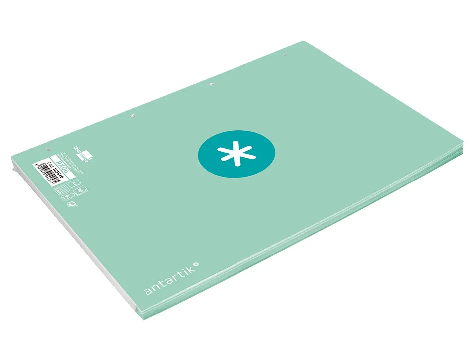 Feuillet mobile antartik a4 80feuilles 90g quadrillage 5mm 4 trous bord coloris menthe