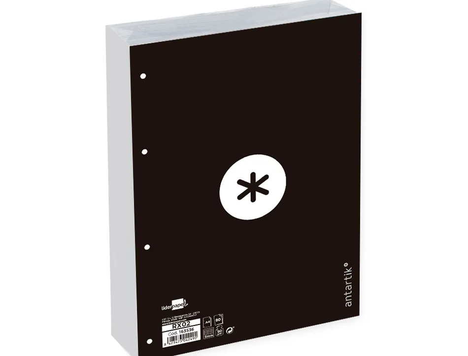 Feuillet mobile antartik a4 80feuilles 90g quadrillage 5mm 4trous bord coloris noir