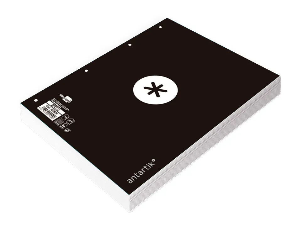 Feuillet mobile antartik a4 80feuilles 90g quadrillage 5mm 4trous bord coloris noir