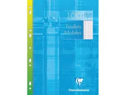 Feuillet mobile clairefontaine a4 210x297mm papier vélin velouté 100 pages 90g séyès perforé coloris blanc
