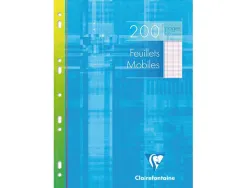 Feuillet mobile clairefontaine a4 210x297mm papier vélin velouté 200 pages 90g séyès perforé coloris blanc