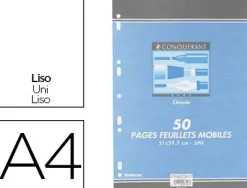Feuillet mobile conquérant sept a4 210x297mm 50 pages 120g réglure dessin perforé coloris blanc