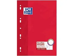 Feuillet mobile oxford a4 210x 297mm papier satiné extra blanc 200 pages 90g séyès perforé