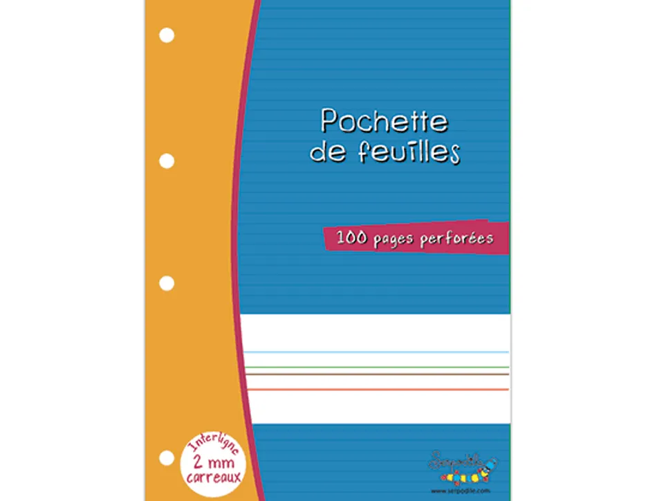 Feuillets mobiles hamelin serpodile perfores a4 100 pages double ligne 2mm avec marge niveau 5