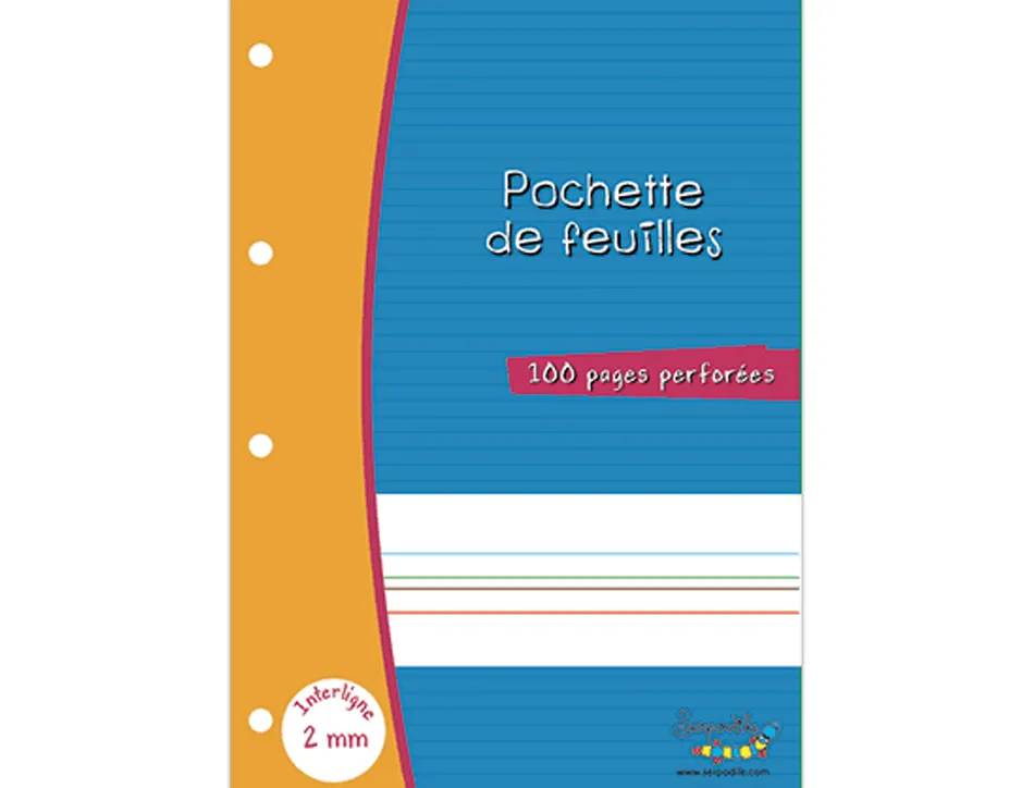 Feuillets mobiles hamelin serpodile perfores a4 100 pages double ligne 2mm niveau 4