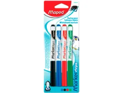 Feutre ardoise maped marker'peps effacable a sec pointe conique coloris assortis blister 4 unites