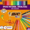 Feutre bic kids coloriage encre ultra-lavable capuchon ventilé pointe bloquée décor fantaisie pack scolaire 144 unités