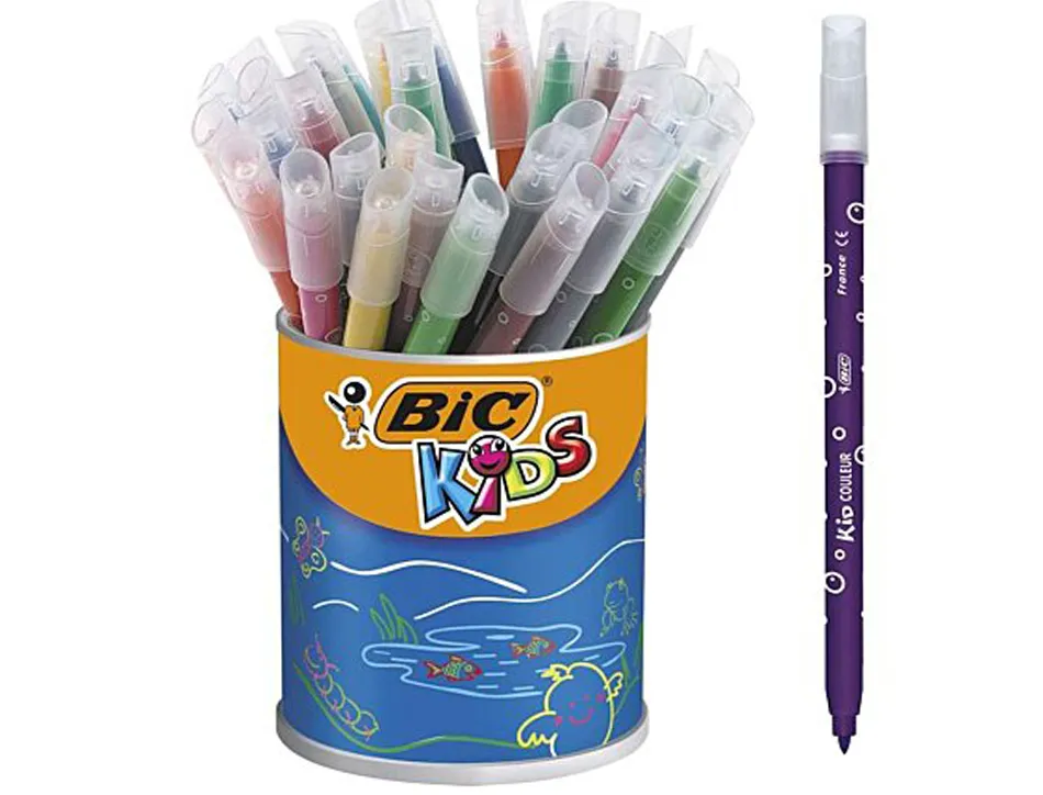 Feutre bic kids coloriage encre ultra-lavable capuchon ventilé pointe bloquée pot 36 unités