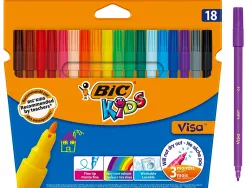 Feutre bic kids visa coloriage encre lavable capuchon ventilé pointe bloquée ultra-résistante étui carton 18 unités