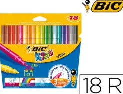 Feutre bic kids visa coloriage encre lavable capuchon ventilé pointe bloquée ultra-résistante étui carton 18 unités