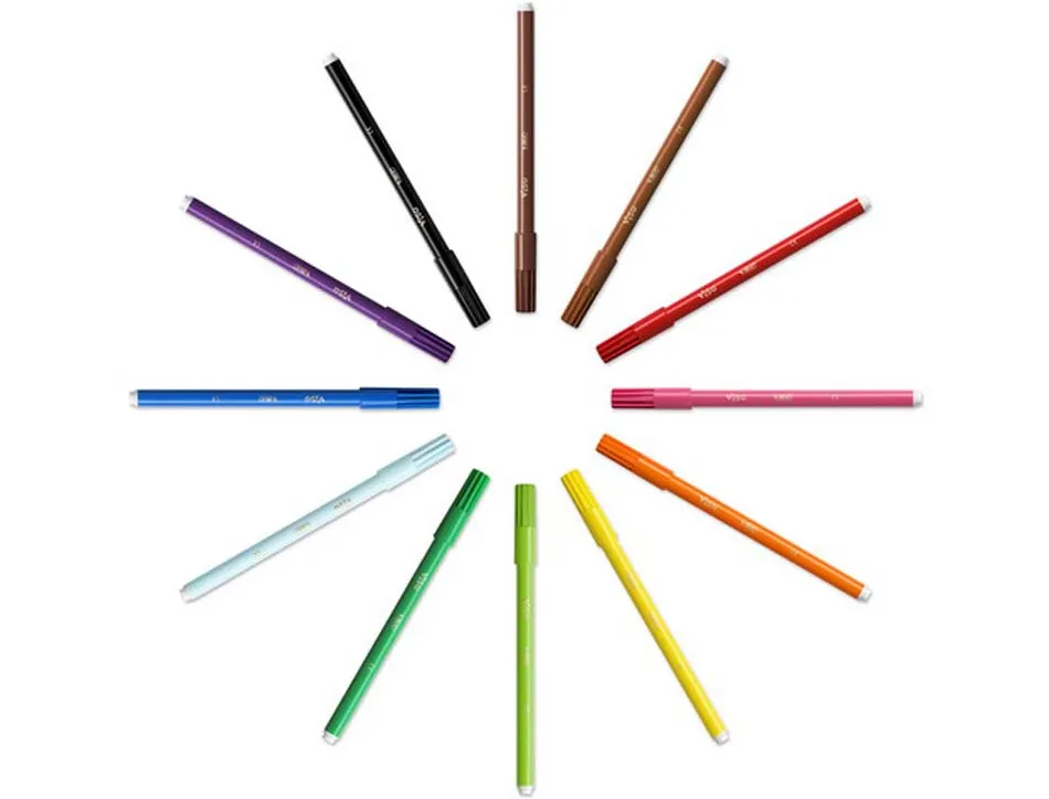 Feutre bic kids visa coloriage pointe fine bloquée ultra-résistante 12 couleurs assorties coffret scolaire 288 unités