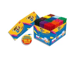 Feutre bic kids visa coloriage pointe fine bloquée ultra-résistante 12 couleurs assorties coffret scolaire 288 unités