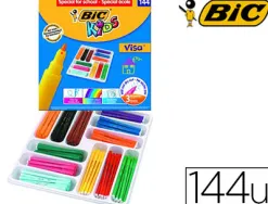 Feutre bic kids visa coloriage encre lavable pointe bloquée ultra-résistante coffret scolaire 144 unités