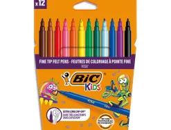 Feutre bic kids visa coloriage encre lavable capuchon ventilé pointe bloquée ultra-résistante étui carton 12 unités