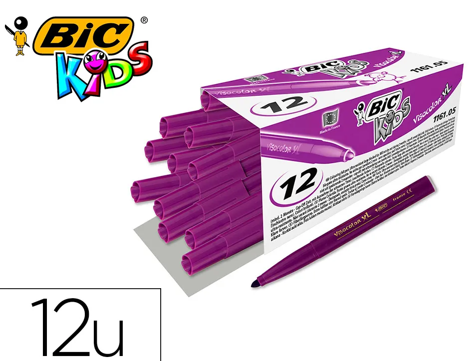 Feutre bic kids visacolor xl encre lavable pointe large bloquee coloris violet