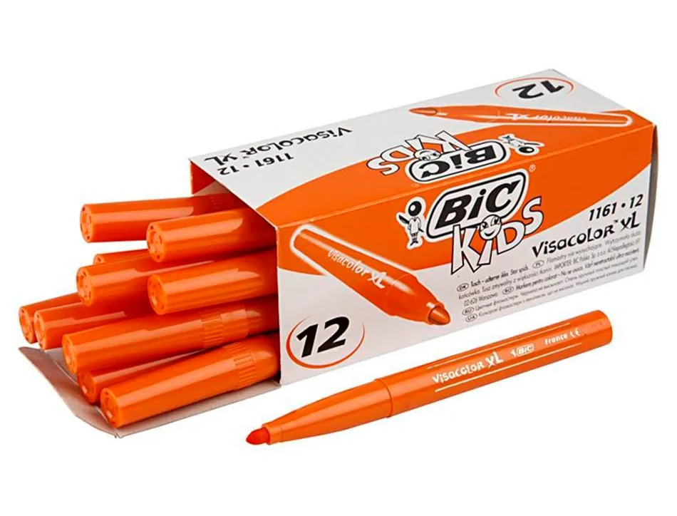 Feutre bic kids visacolor xl encre lavable pointe large bloquee coloris orange