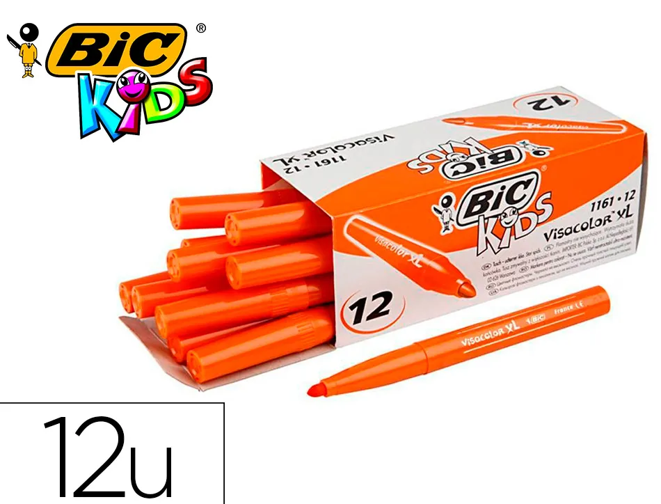 Feutre bic kids visacolor xl encre lavable pointe large bloquee coloris orange
