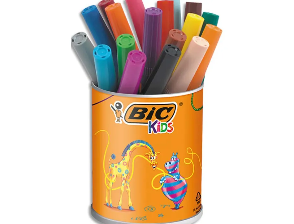 Feutre bic kids visacolor xl coloriage encre lavable pointe extra-large bloquée couleurs très vives pot 18 unités