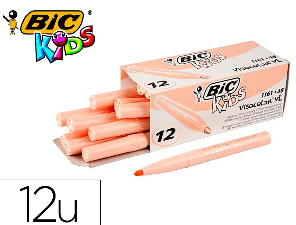 Feutre bic kids visacolor xl encre lavable pointe large bloquee coloris chair