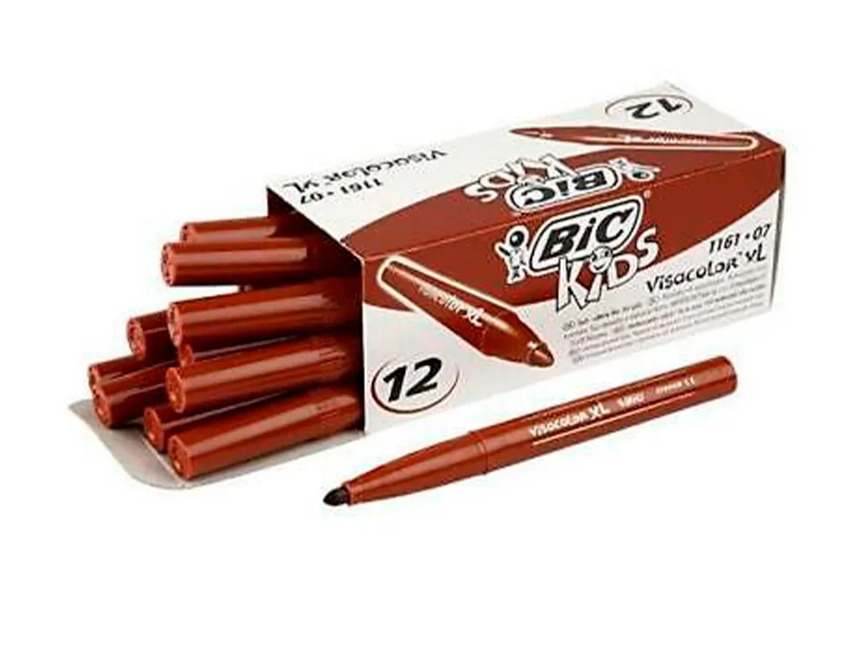 Feutre bic kids visacolor xl encre lavable pointe large bloquee coloris brun