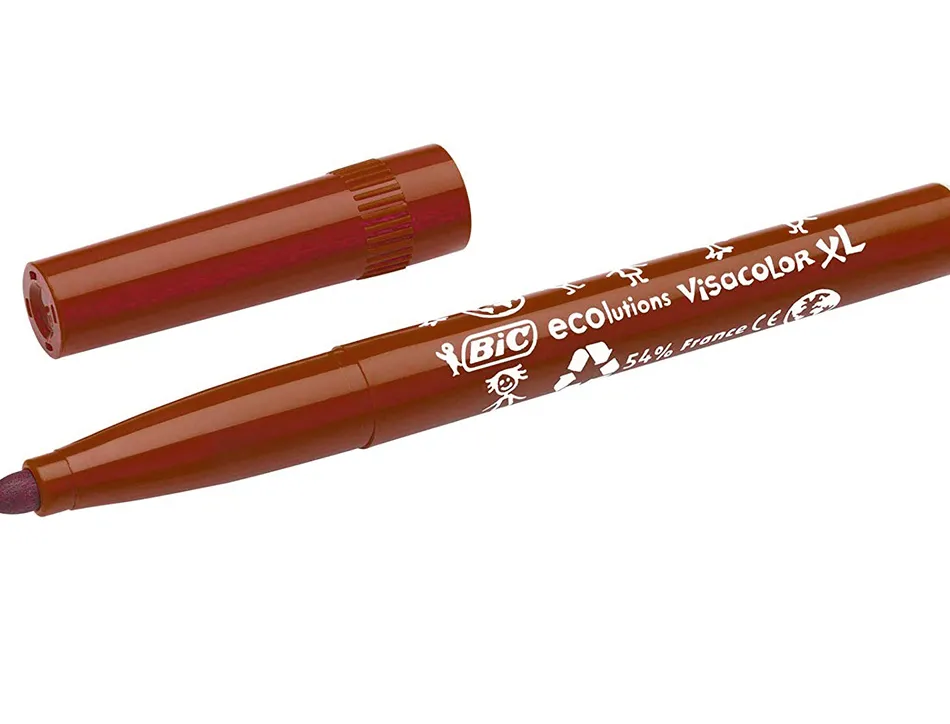 Feutre bic kids visacolor xl encre lavable pointe large bloquee coloris brun