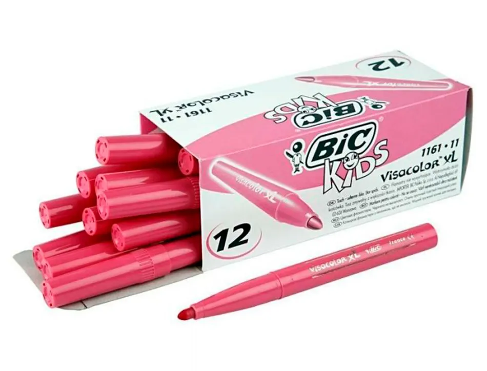 Feutre bic kids visacolor xl encre lavable pointe large bloquee coloris rose