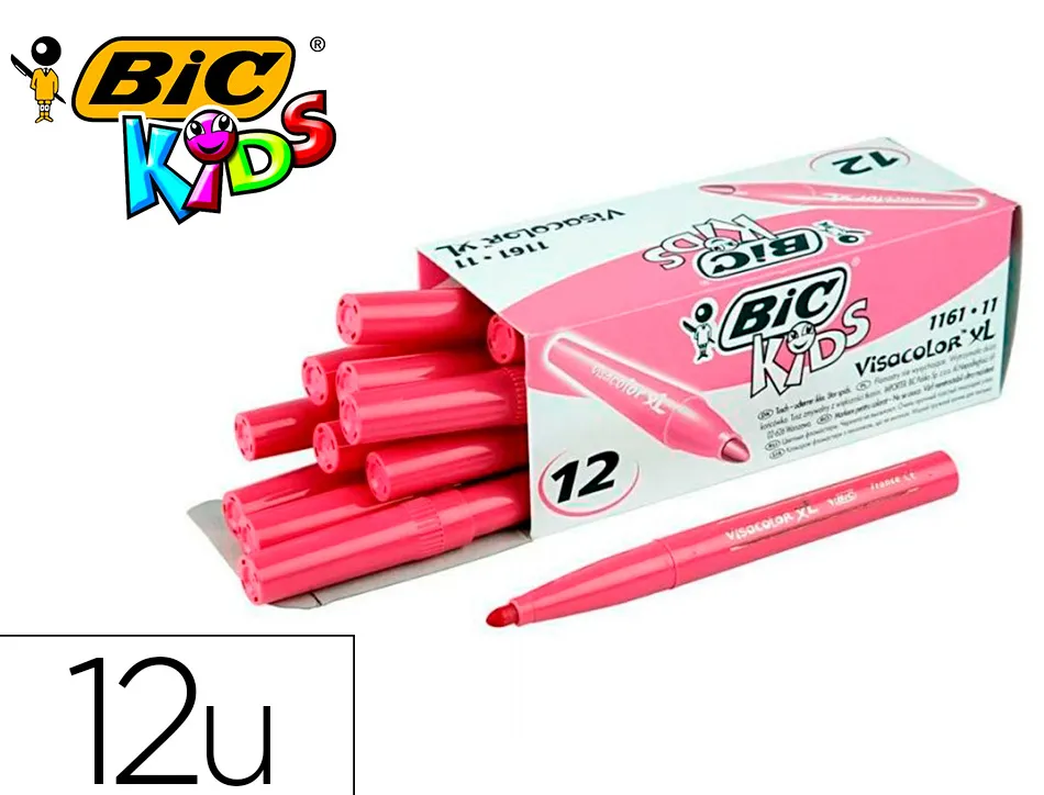 Feutre bic kids visacolor xl encre lavable pointe large bloquee coloris rose
