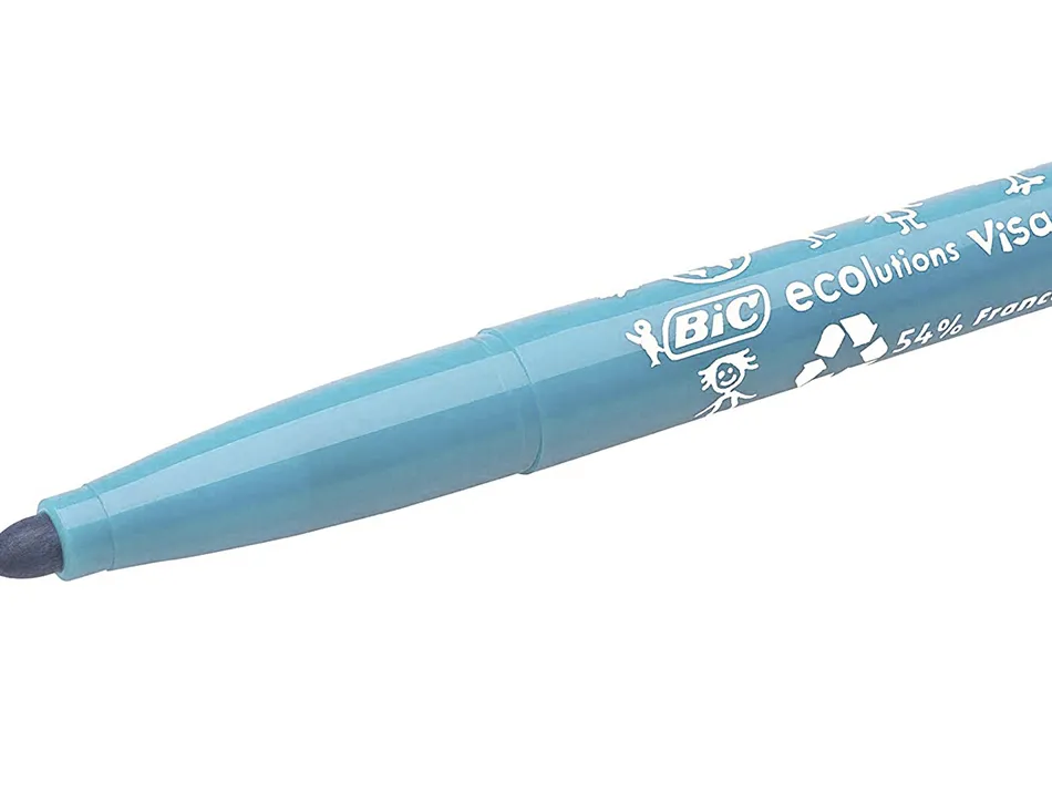 Feutre bic kids visacolor xl encre lavable pointe large bloquee coloris bleu clair