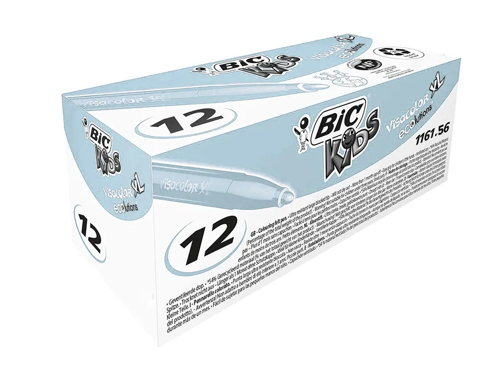 Feutre bic kids visacolor xl encre lavable pointe large bloquee coloris bleu clair