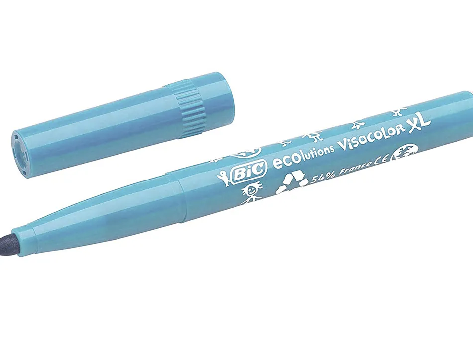 Feutre bic kids visacolor xl encre lavable pointe large bloquee coloris bleu clair