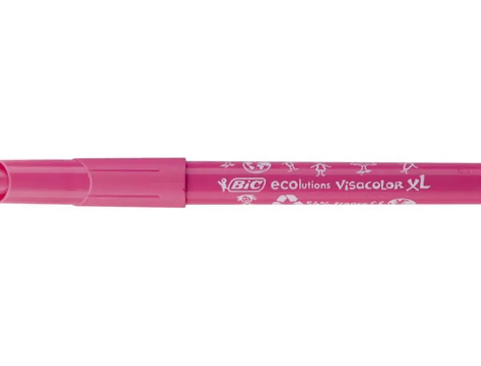 Feutre bic kids visacolor xl coloriage pointe extra-large bloquée couleurs vives coffret scolaire 144 unités