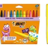 Feutre coloriage bic kids visacolor xl encre lavable pointe extra-large bloquée couleurs très vives étui carton 12u