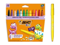 Feutre coloriage bic kids visacolor xl encre lavable pointe extra-large bloquée couleurs très vives étui carton 12u