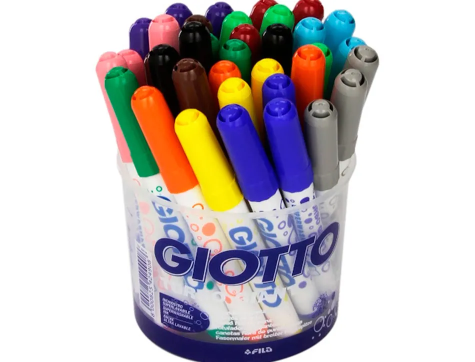 Feutre coloriage giotto turbo giant capuchon ventilé pointe ogive 7.5mm super résistante pot 32 unités