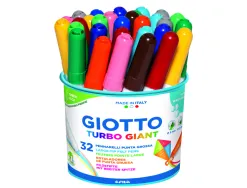 Feutre coloriage giotto turbo giant capuchon ventilé pointe ogive 7.5mm super résistante pot 32 unités