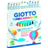 Feutre coloriage giotto turbo advanced capuchon ventilé pointe fine encre base eau colo ris assortis étui 12 unités