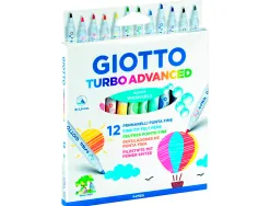 Feutre coloriage giotto turbo advanced capuchon ventilé pointe fine encre base eau colo ris assortis étui 12 unités
