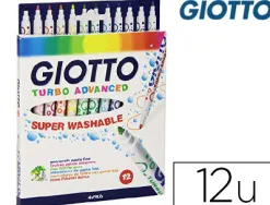 Feutre coloriage giotto turbo advanced capuchon ventilé pointe fine encre base eau colo ris assortis étui 12 unités