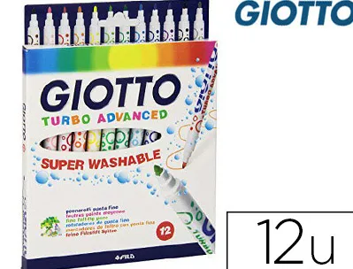 Feutre coloriage giotto turbo advanced capuchon ventilé pointe fine encre base eau colo ris assortis étui 12 unités